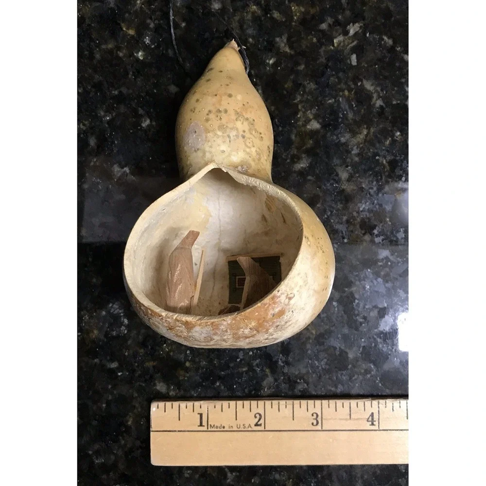 Vintage Nativity Gourd‎ Christmas Tree Ornament Folk Art